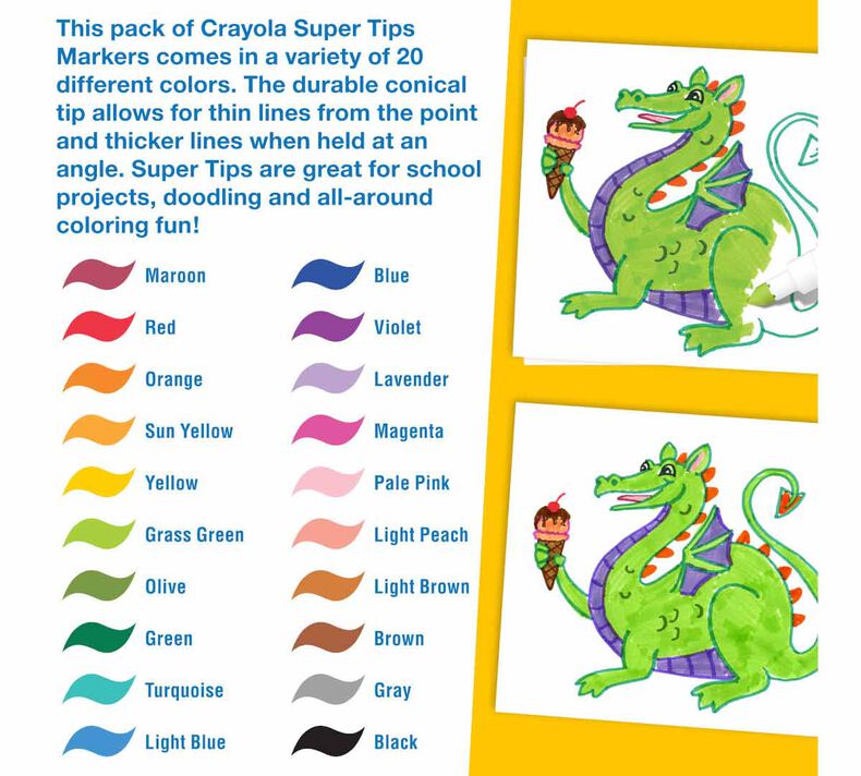 PLUMÓN DELGADO CRAYOLA LAVABLE SUPERTIPS X 20UND